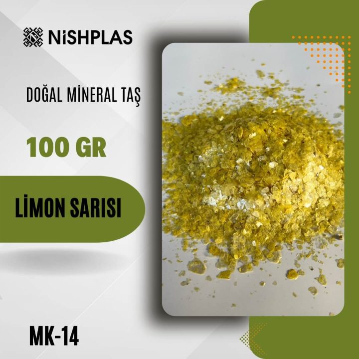 Dekoratif Nishplas Doğal Mineral Taş – Limon Sarısı – MK-14